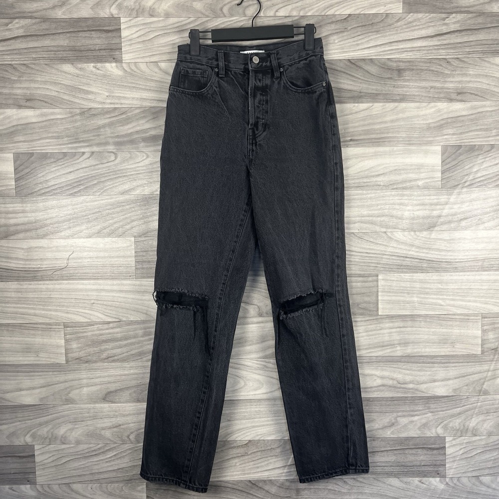 Pacsun Jeans Size 25 Black Denim High Rise Relaxed Straight Button Fly Dad Jean